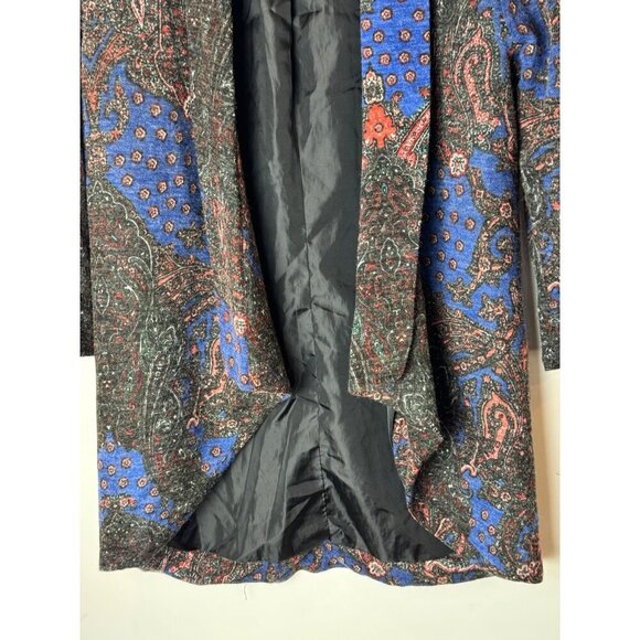 Alberto Makali Blazer‎ Women Medium Blue Paisley Shawl Collar Open Jacket Italy - Picture 5 of 8